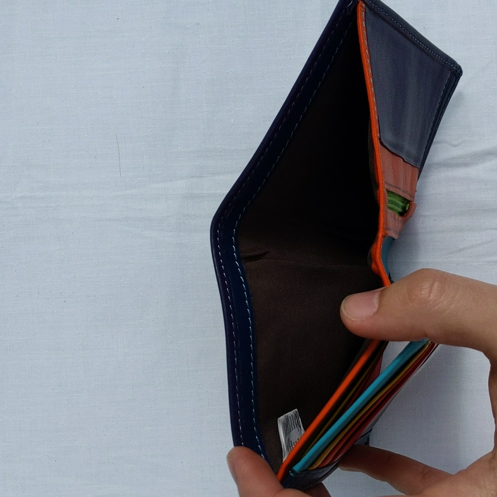 Vera Pelle Purple Multicolor Tri-fold Wallet - Picture 7 of 11